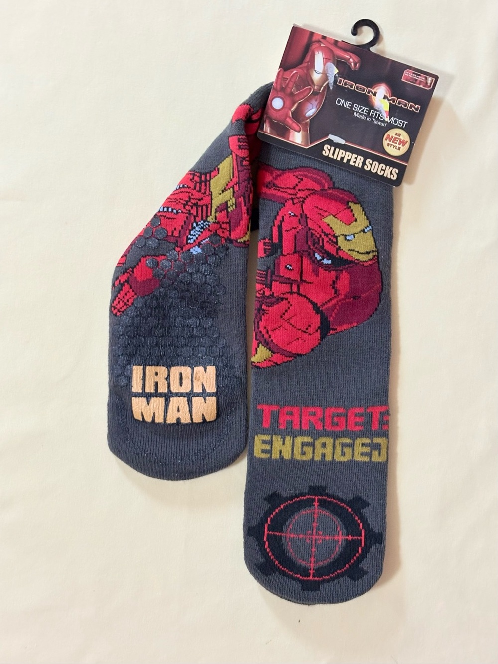 ⭐️ 3 for $15 MARVEL IRON MAN Pair Kids Slipper Socks Target Engaged One Size NWT